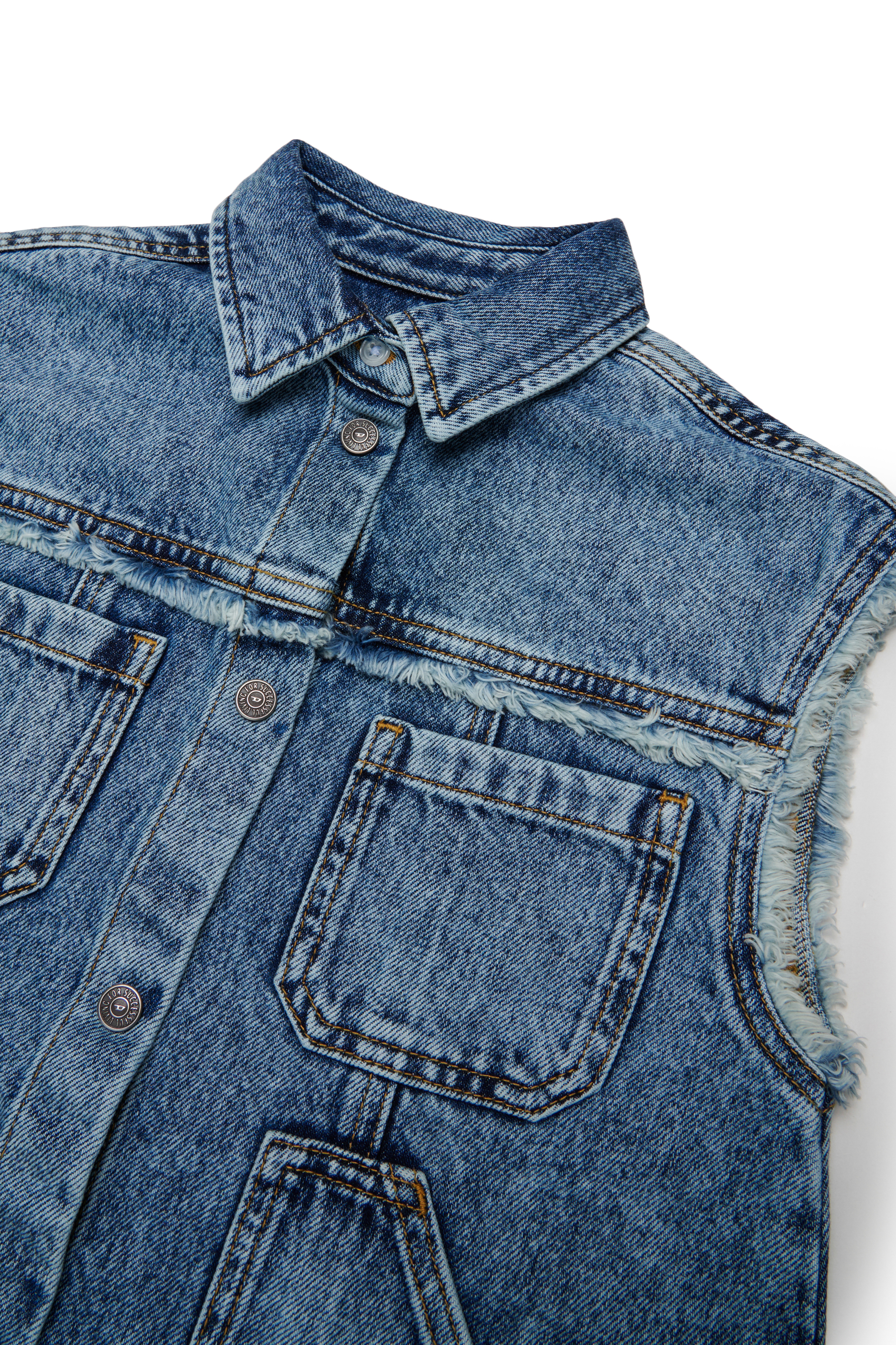 Diesel - DELKA, Damen &Auml;rmelloses Hemdblusenkleid aus Denim mit Marmor-Effekt in Mittelblau - 3