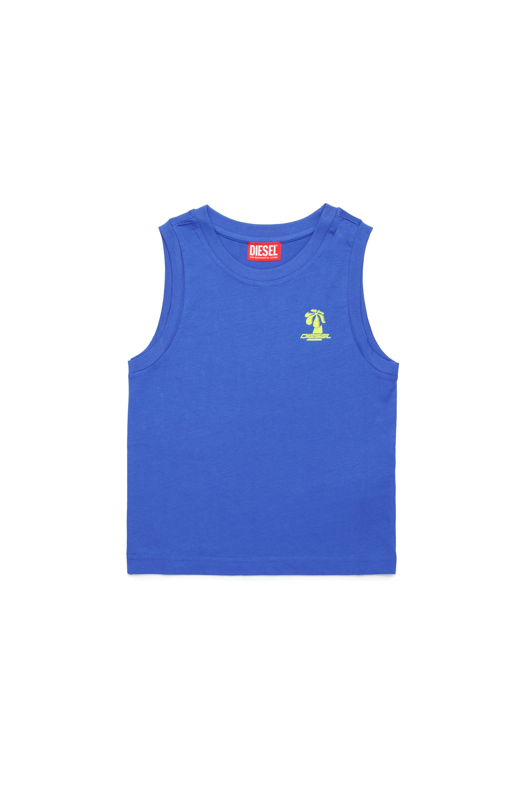 Diesel - MTDENP, Herren Tanktop mit neonfarbenem Palmen-Logo in Blau - 1