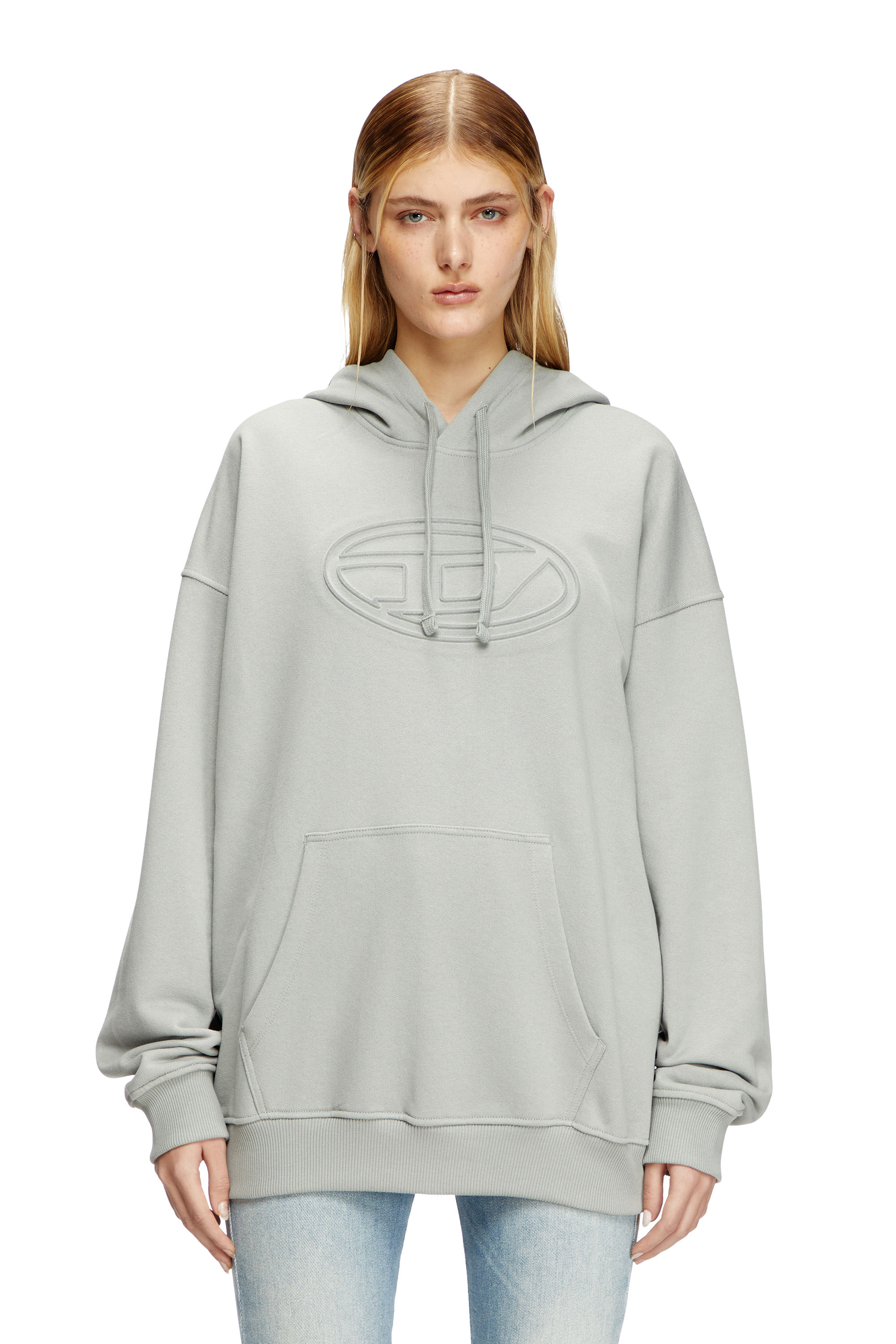 Diesel - S-UMMER-BIGOVAL, Herren Hoodie mit Oval D-Prägung in Hellgrau - 2