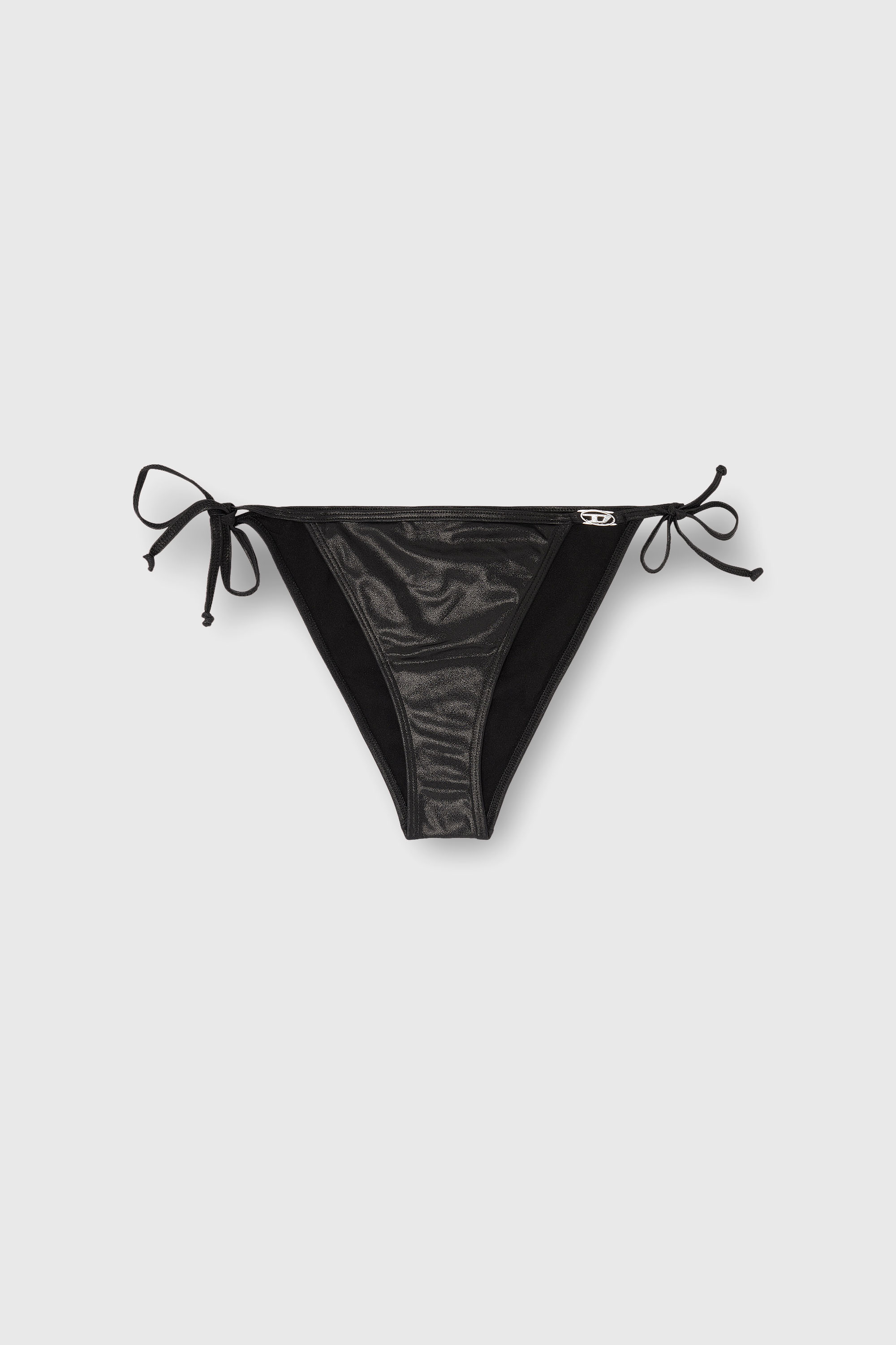 Diesel - BRIGITTES-DNM, Damen Seitlich gebundene Bikinihose aus schimmerndem Stoff in Schwarz - 2