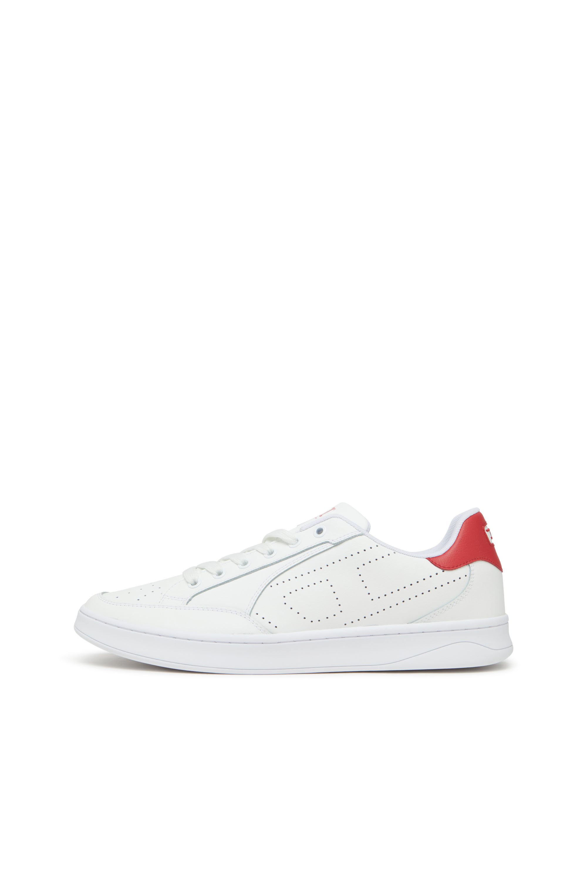 Diesel - S-DAKOTA LOW, Herren Sneakers aus Leder mit perforiertem Logo in Weiss/Rot - 7