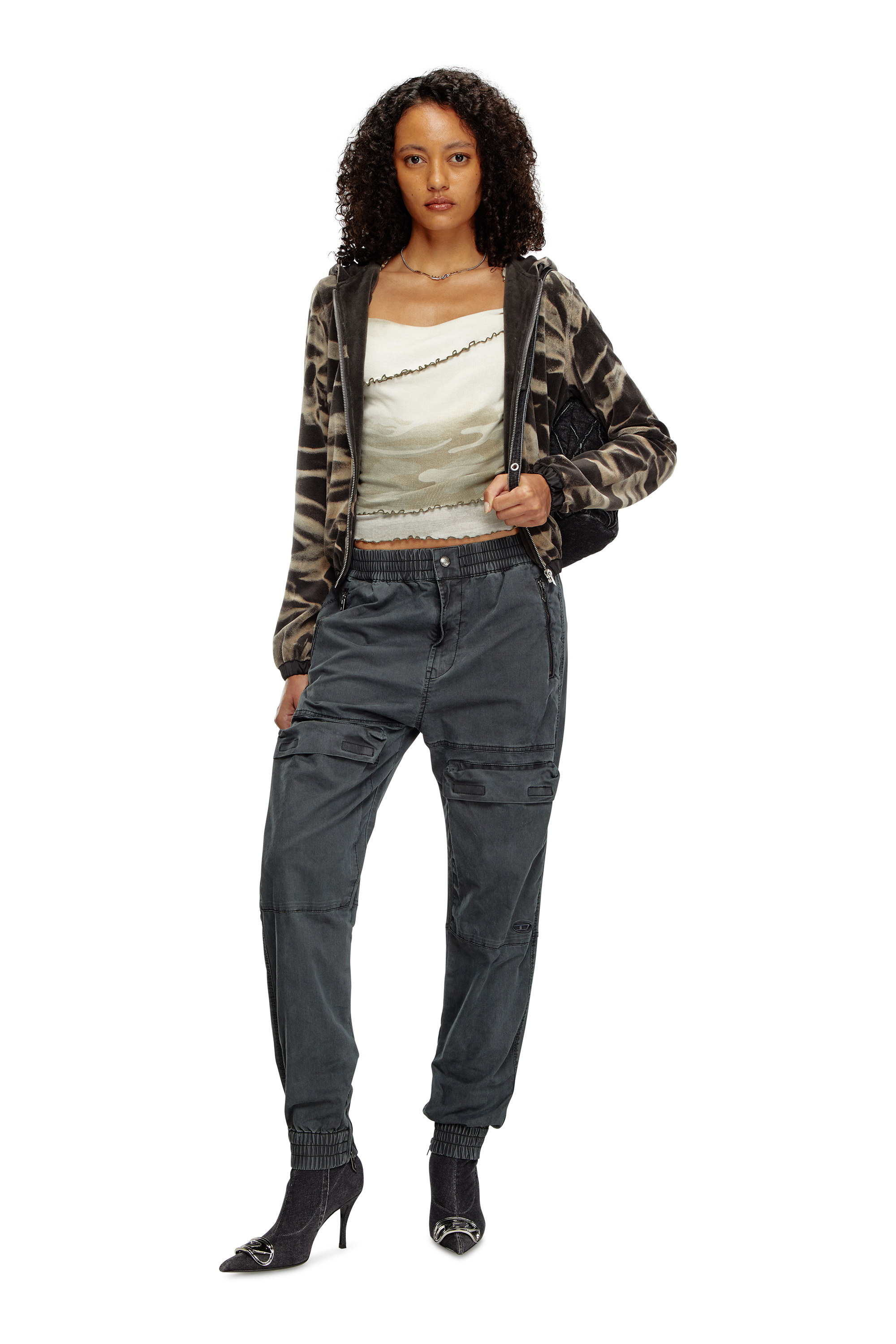 Diesel - CHARM-D BACKPACK S, Damen Charm-D S-Rucksack aus gestepptem Argyle-Denim in Schwarz - 1