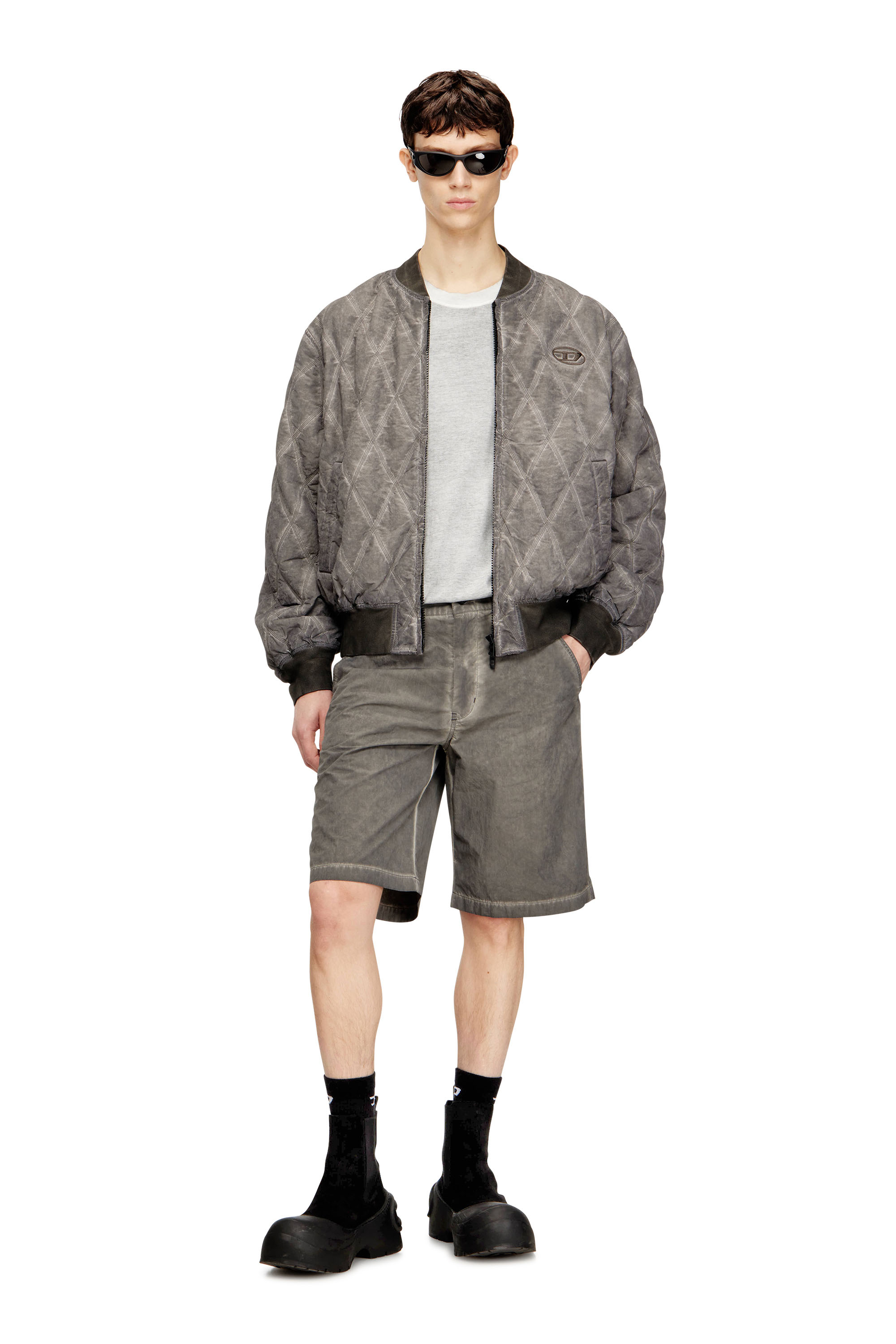 Diesel - P-HANT-CHINO-SHORT-TREAT, Herren Shorts aus Nylon-Baumwolle mit Pigmentf&auml;rbung in Grau - 1