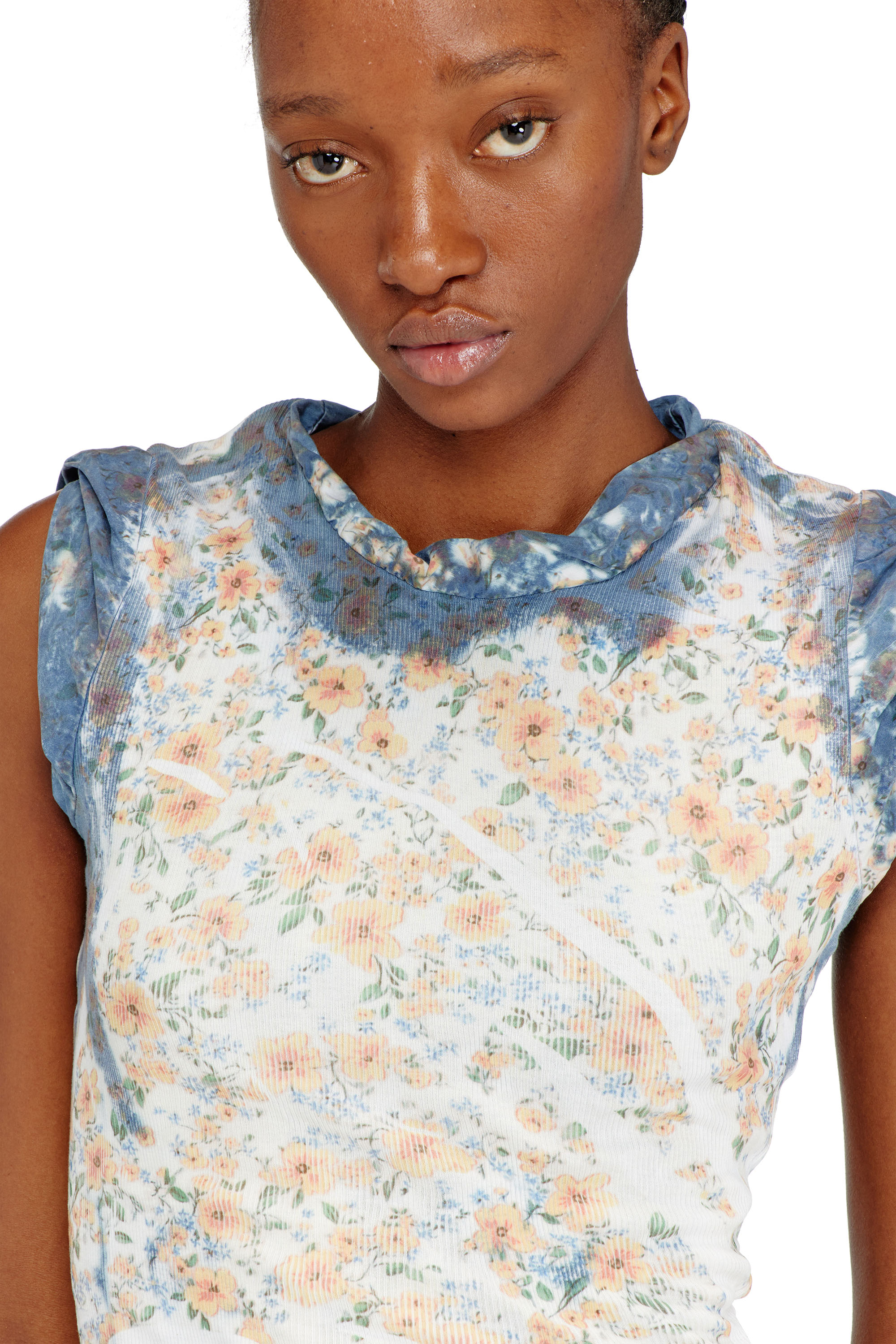 Diesel - D-AYANA, Damen Lagenkleid in Kurzform mit Blumenmuster im R&ouml;ntgen-Effekt in null - 5