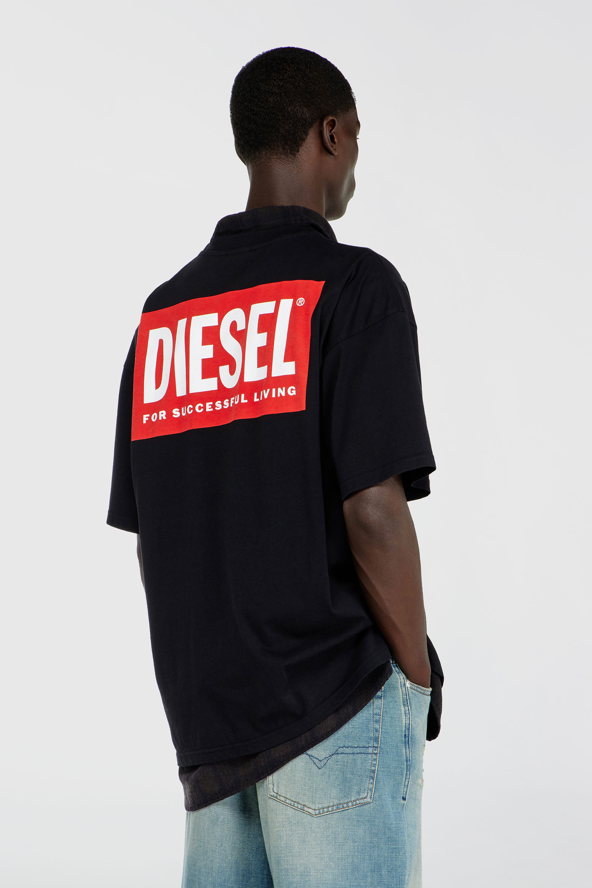 Diesel - T-BOXT-BISK, Herren Baumwoll-T-Shirt mit Diesel-Biscotto-Print in Schwarz - 4