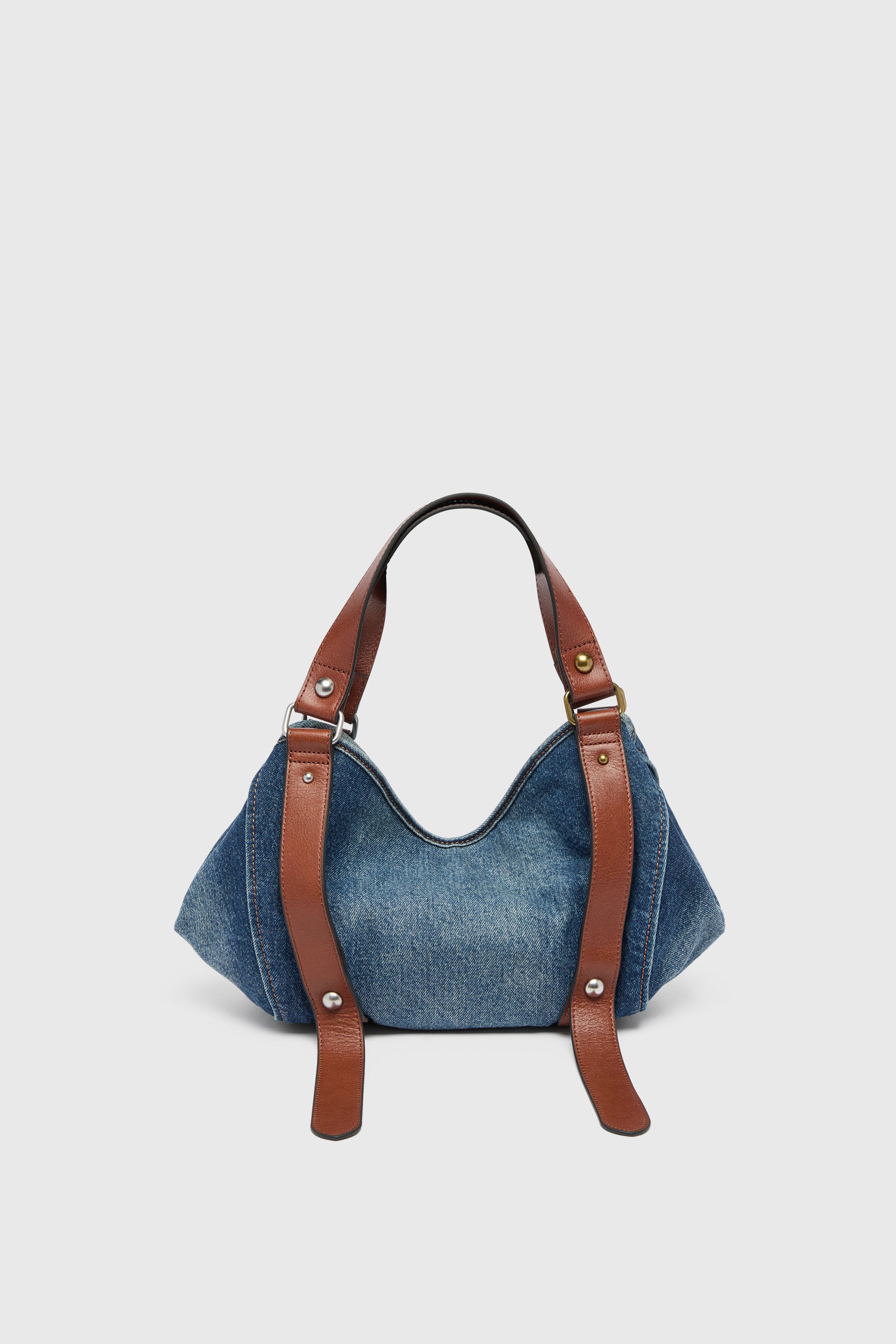 Diesel - D-ONE TOPHANDLE S, Damen D-One-Small Top-Handle-Tasche aus Denim und Leder in Blau - 2