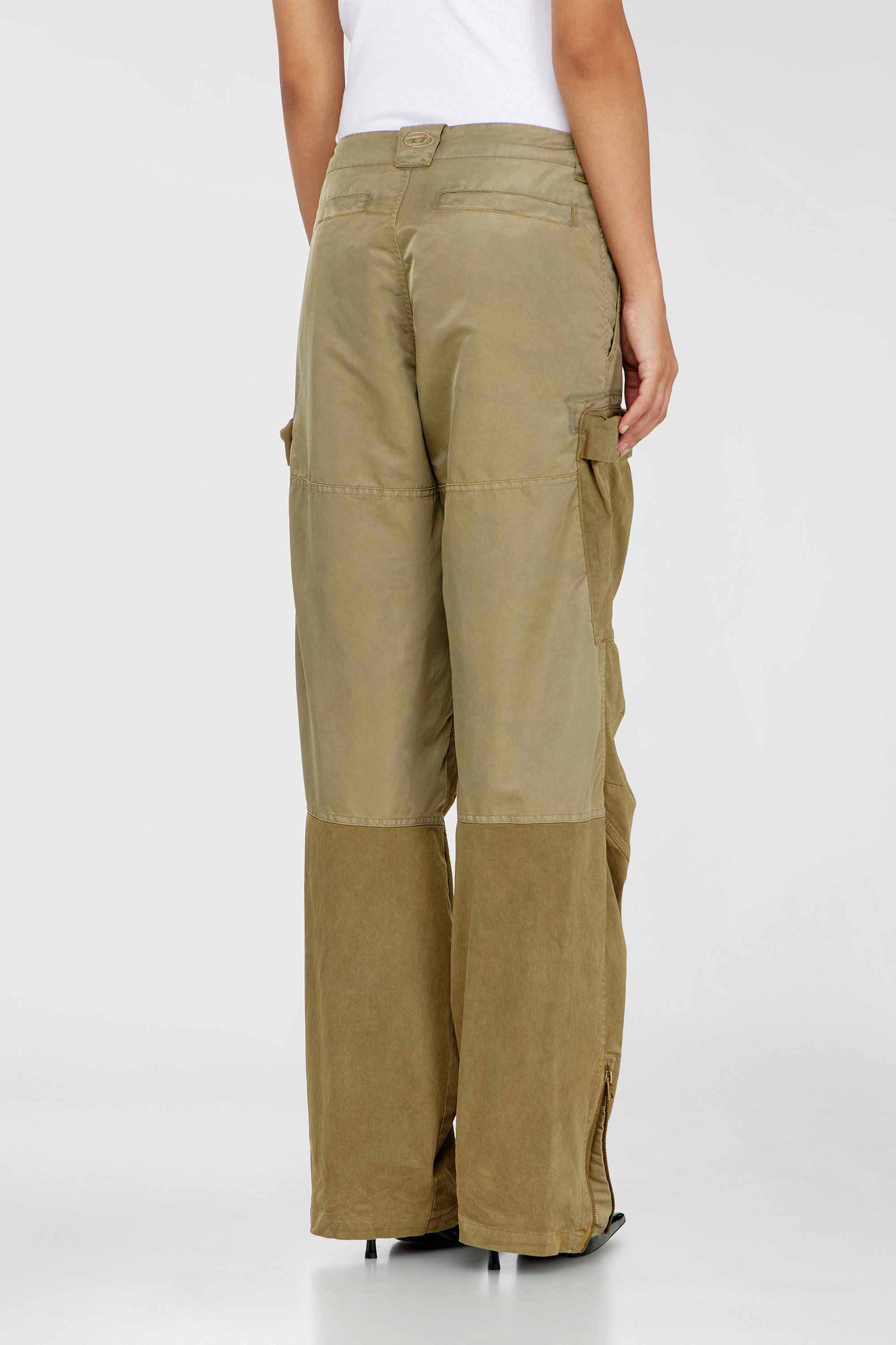 Diesel - P-ARKER, Damen Cargo-Hose aus Baumwolle und Nylon in Armeegr&uuml;n - 4