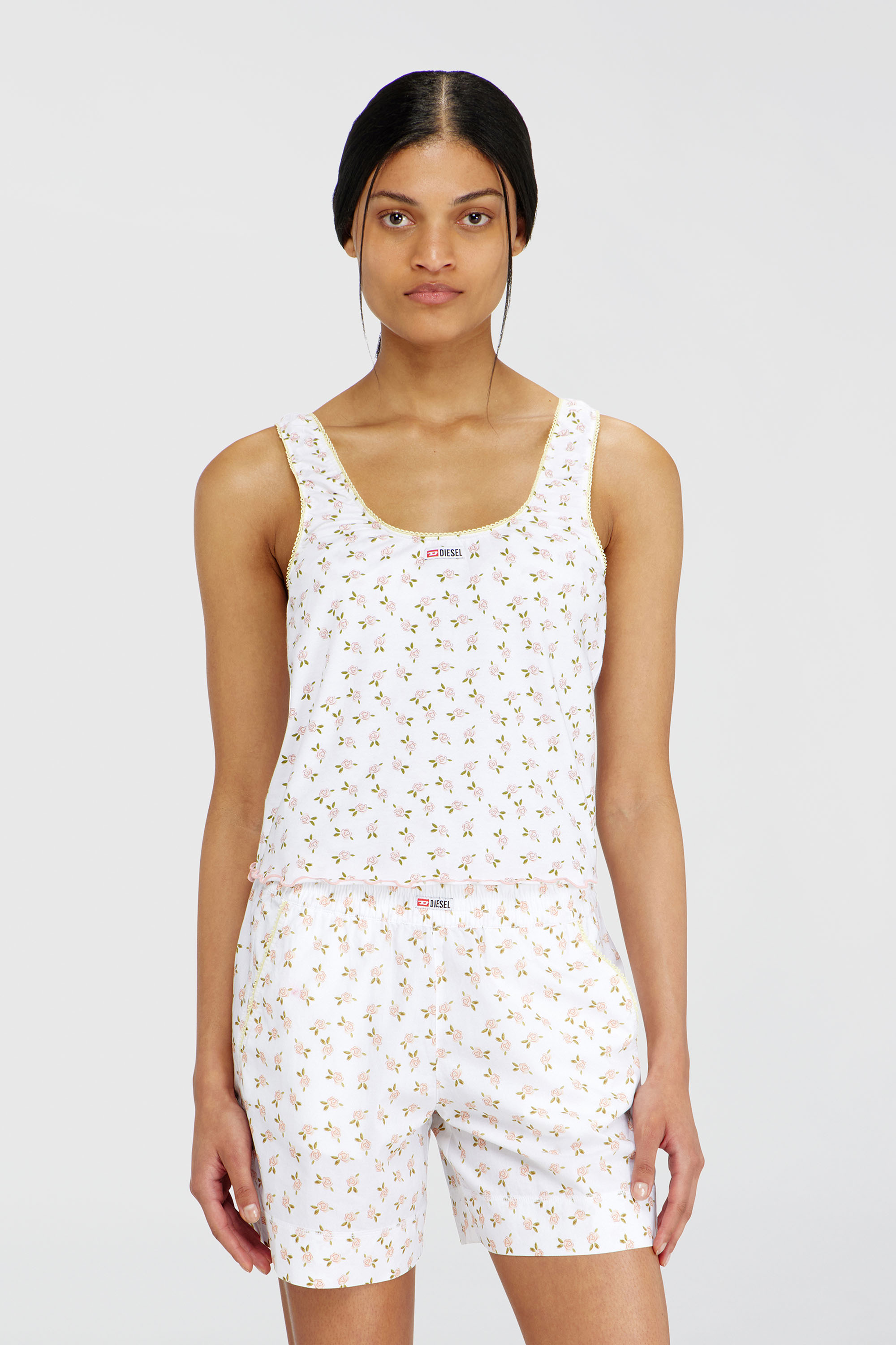 Diesel - GEORGIE-D-CORE, Damen Stretch-Baumwolltop mit Blumenprint in Wei&szlig; - 3