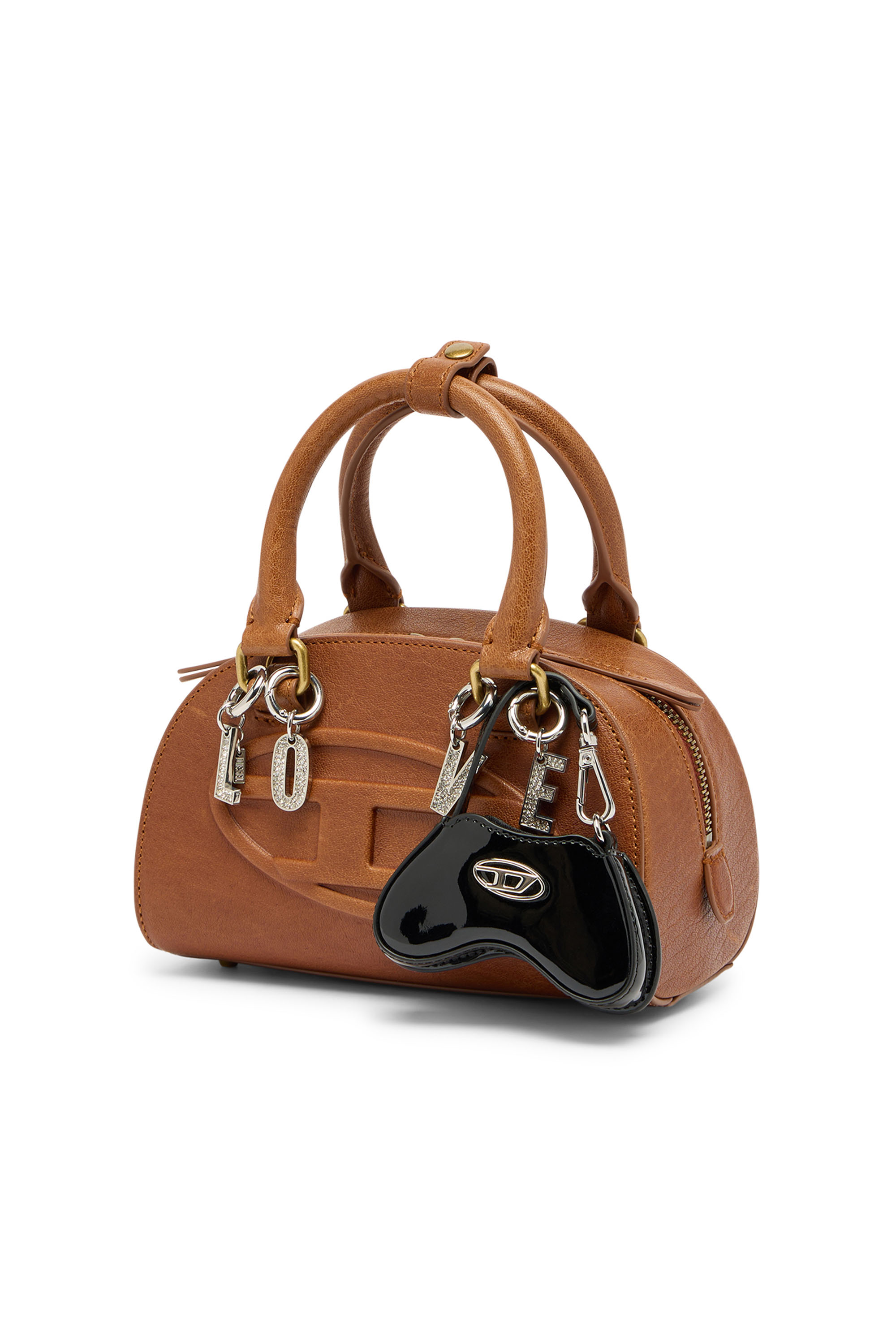 Diesel - 1DR DOME CROSSBODY, Damen 1DR Dome-Mini-Bowlingtasche aus Pull-up-Leder in Camel - 6