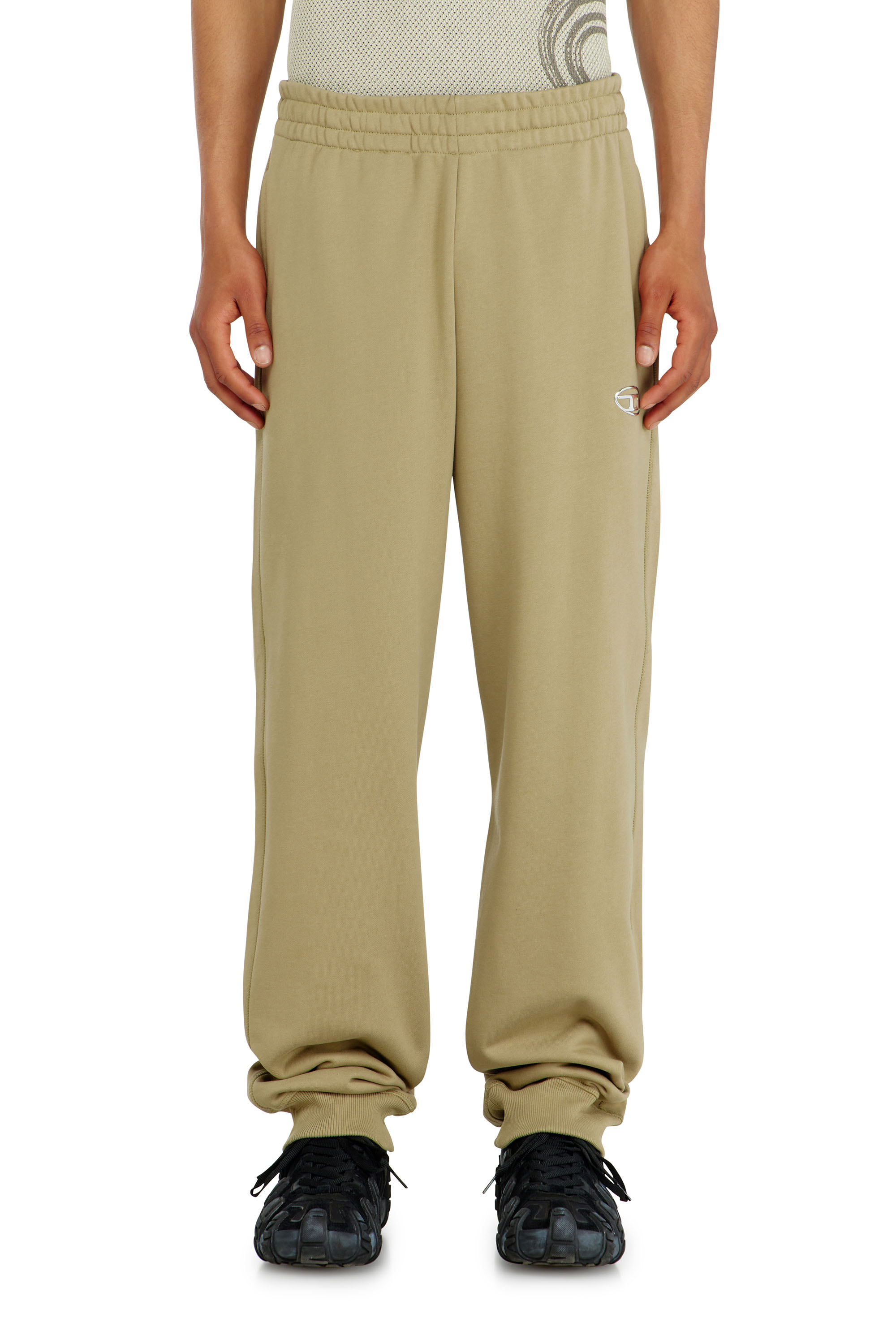 Diesel - P-MARKY-IOD, Herren Baumwollsweatpants mit metallischem Oval D in Beige - 2