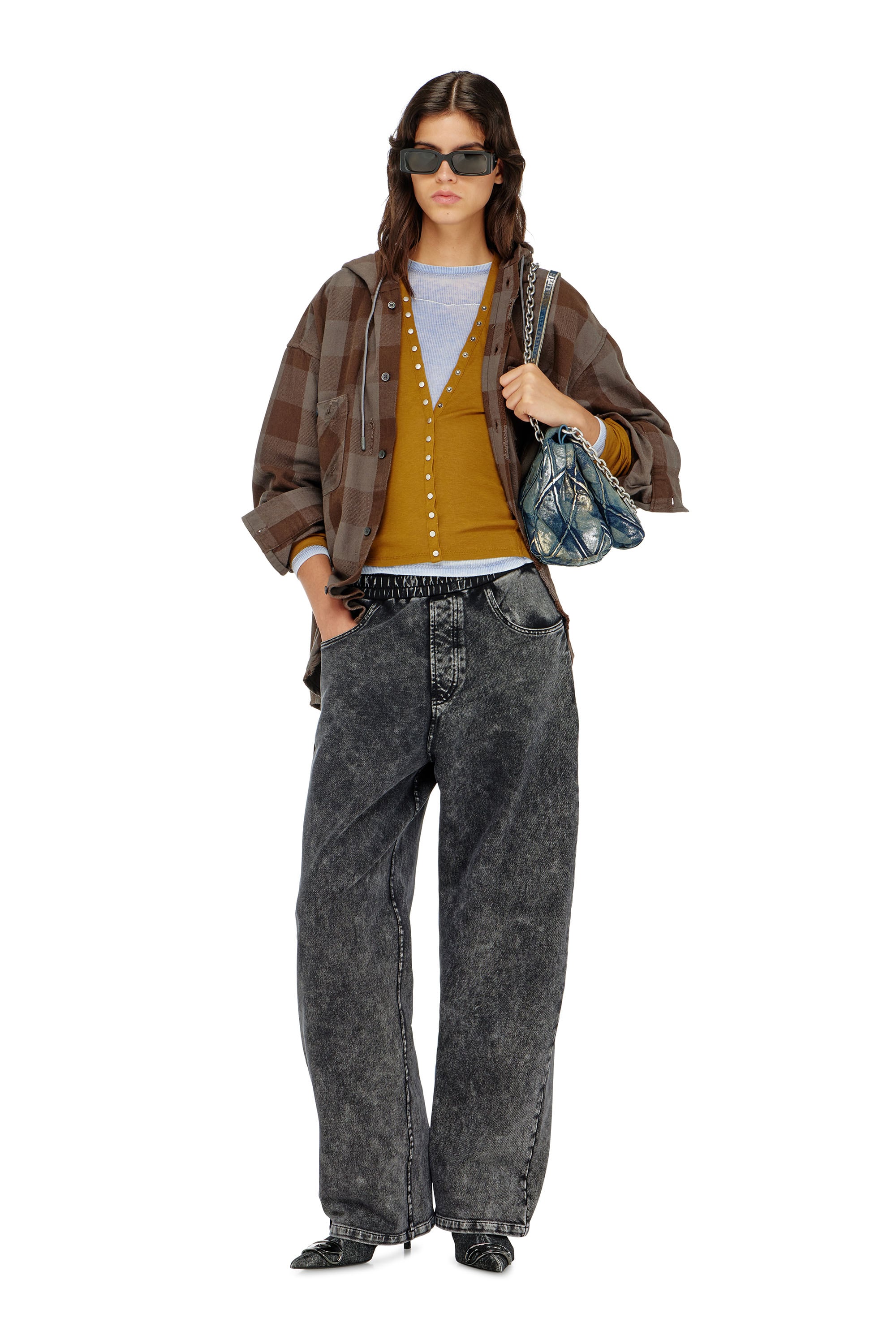 Diesel - P-STUKY, Damen Sweatpants mit Denim-Effekt in Dunkelgrau - 1