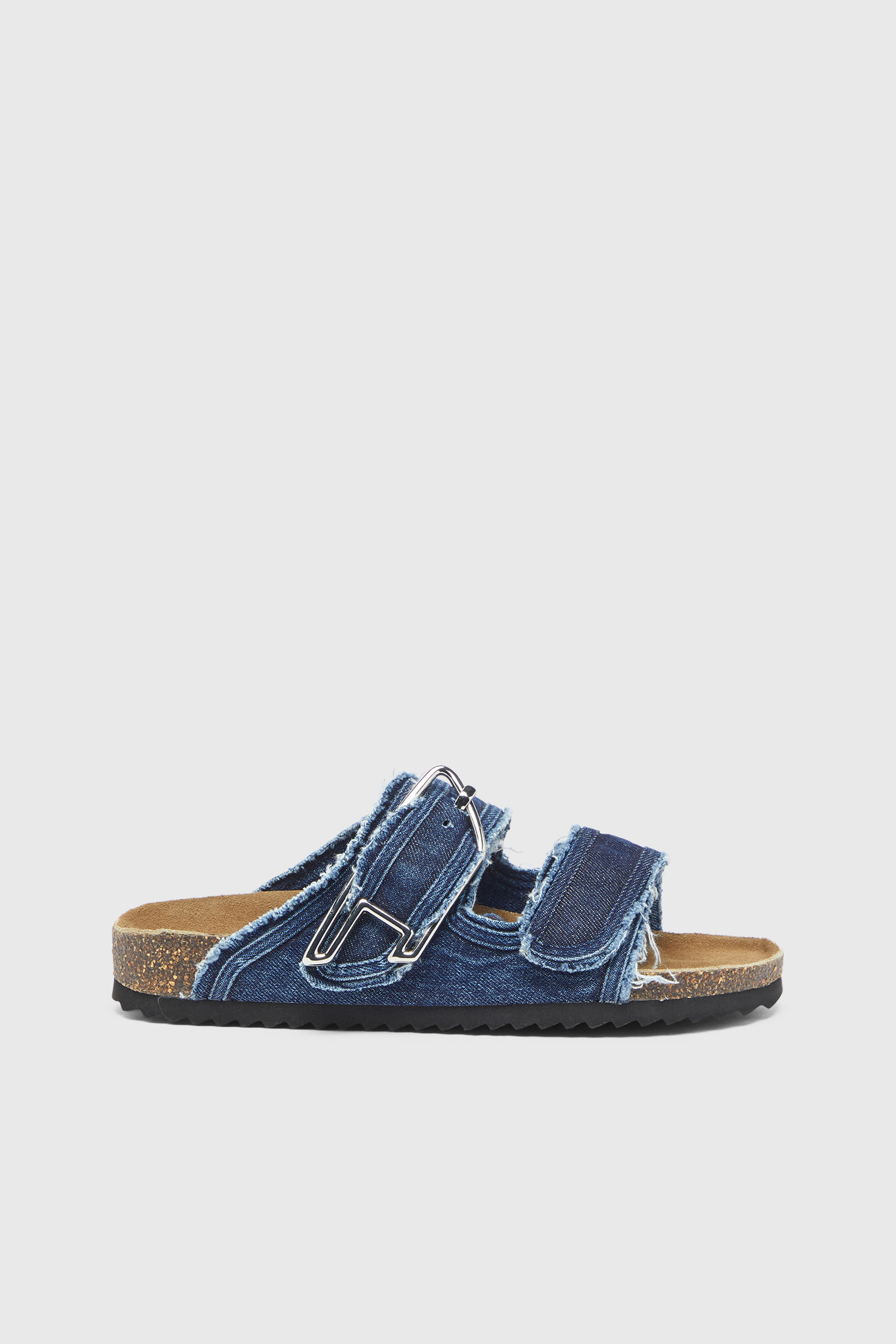 Diesel - D-WOODSTOCK D SANDAL W, Damen D-Woodstock - Sandale mit ausgefransten denim-riemen in Mittelblau - 1