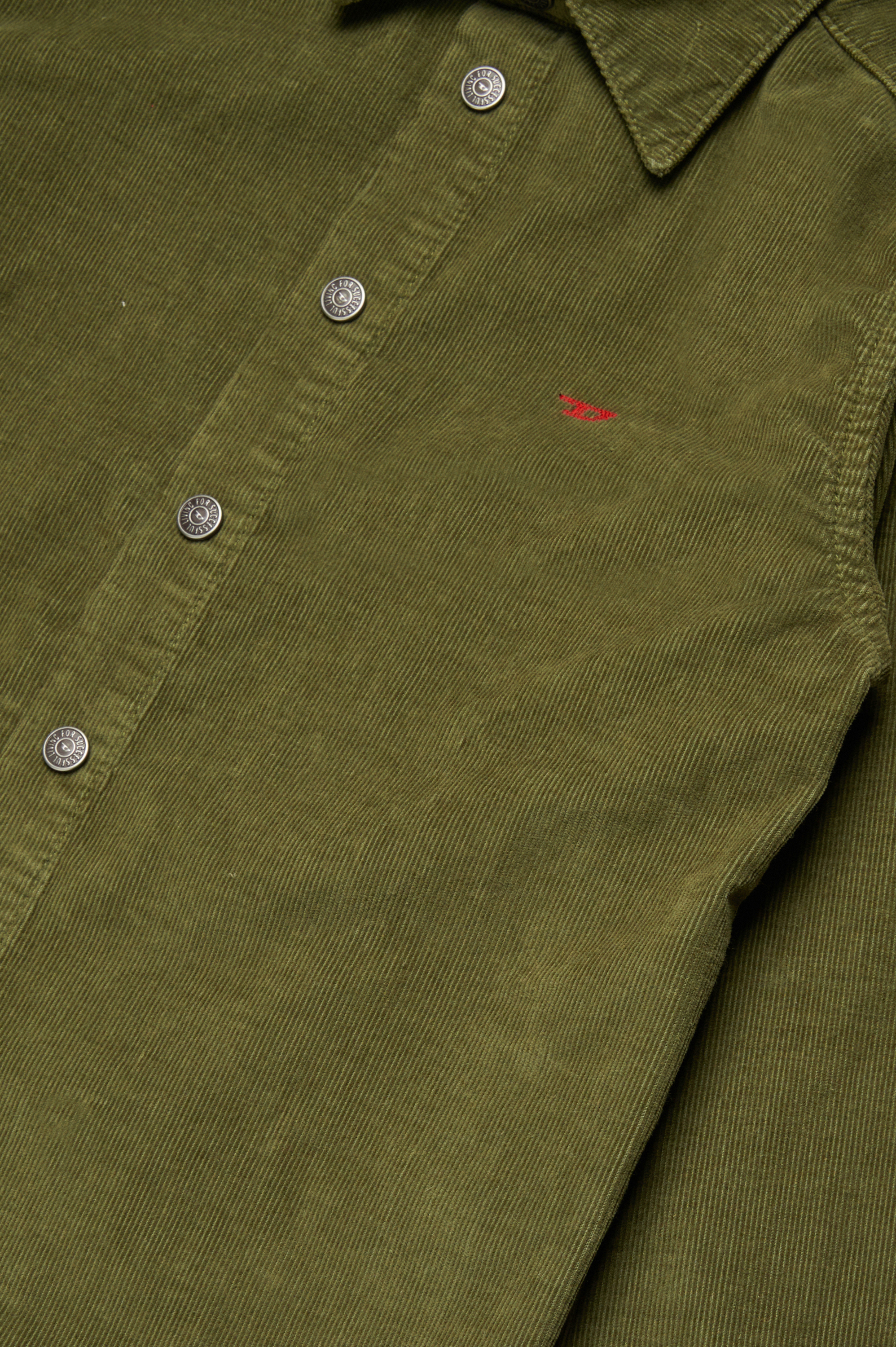 Diesel - CSIMPLY-OVER, Man's Corduroy shirt with small D logo in Green - 4