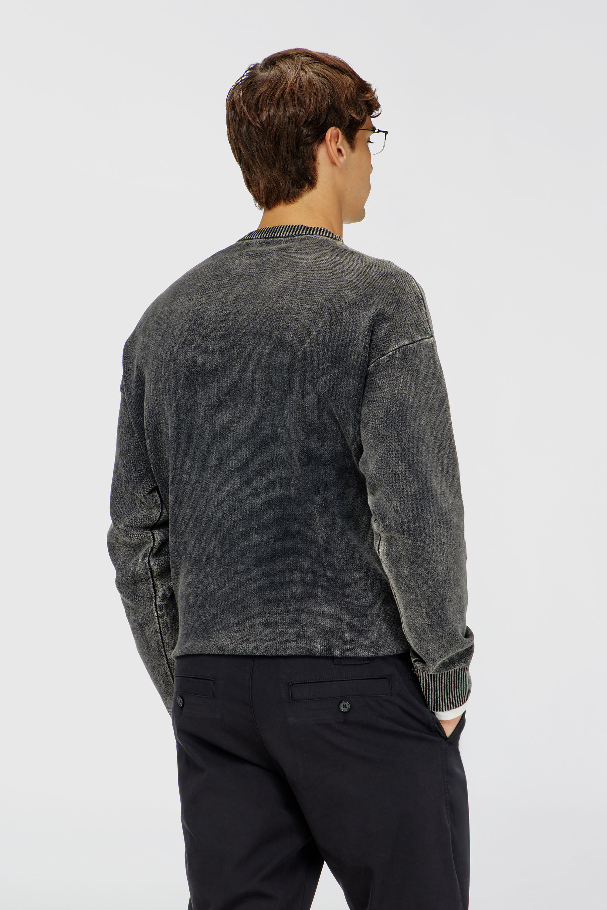 Diesel - K-UTTER, Herren Pullover mit Denim-Effekt und Oval D Logo in Schwarz - 4