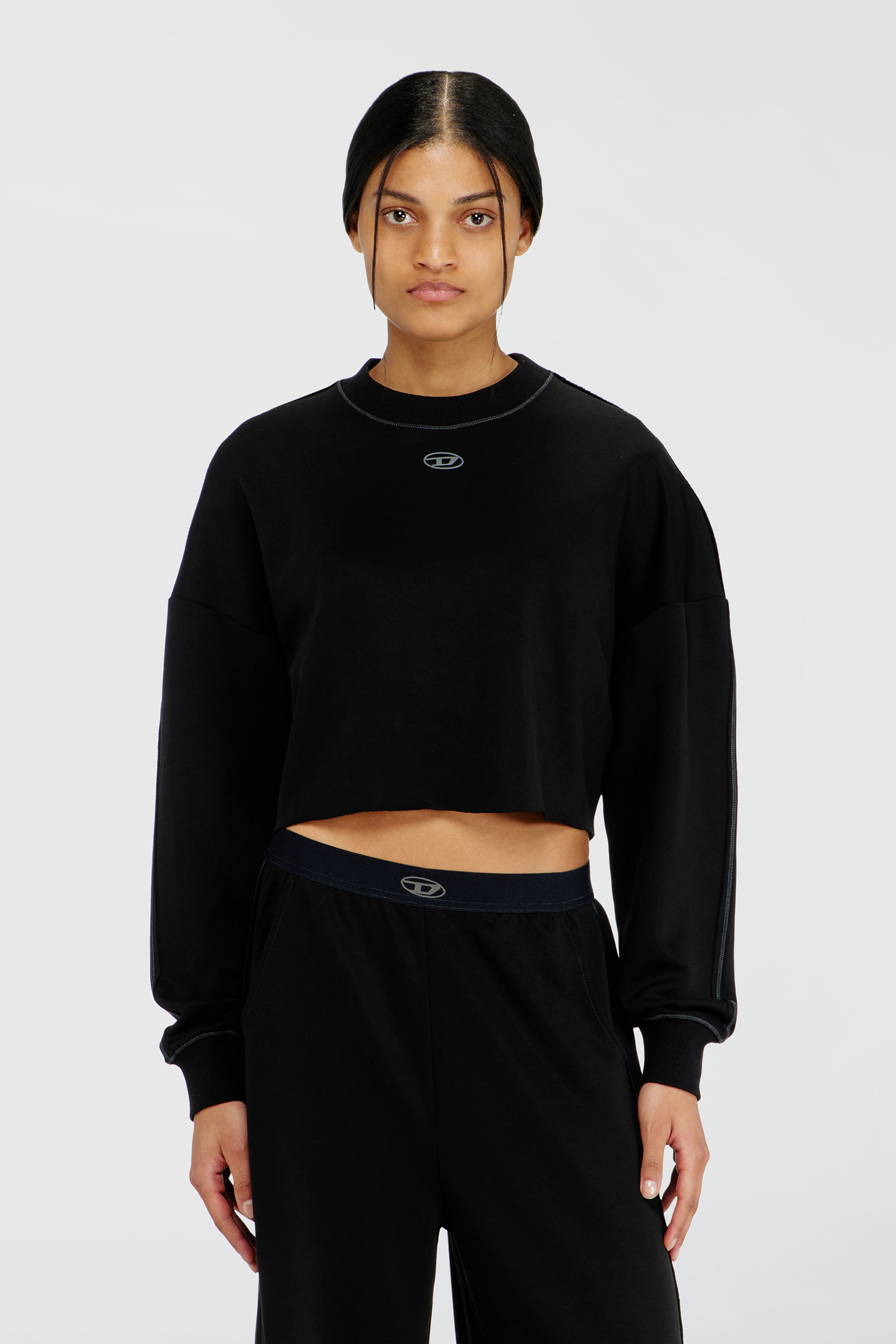 Diesel - BLAKE-UTLT, Damen Crop-Top aus leichtem stretch scuba in Schwarz - 3