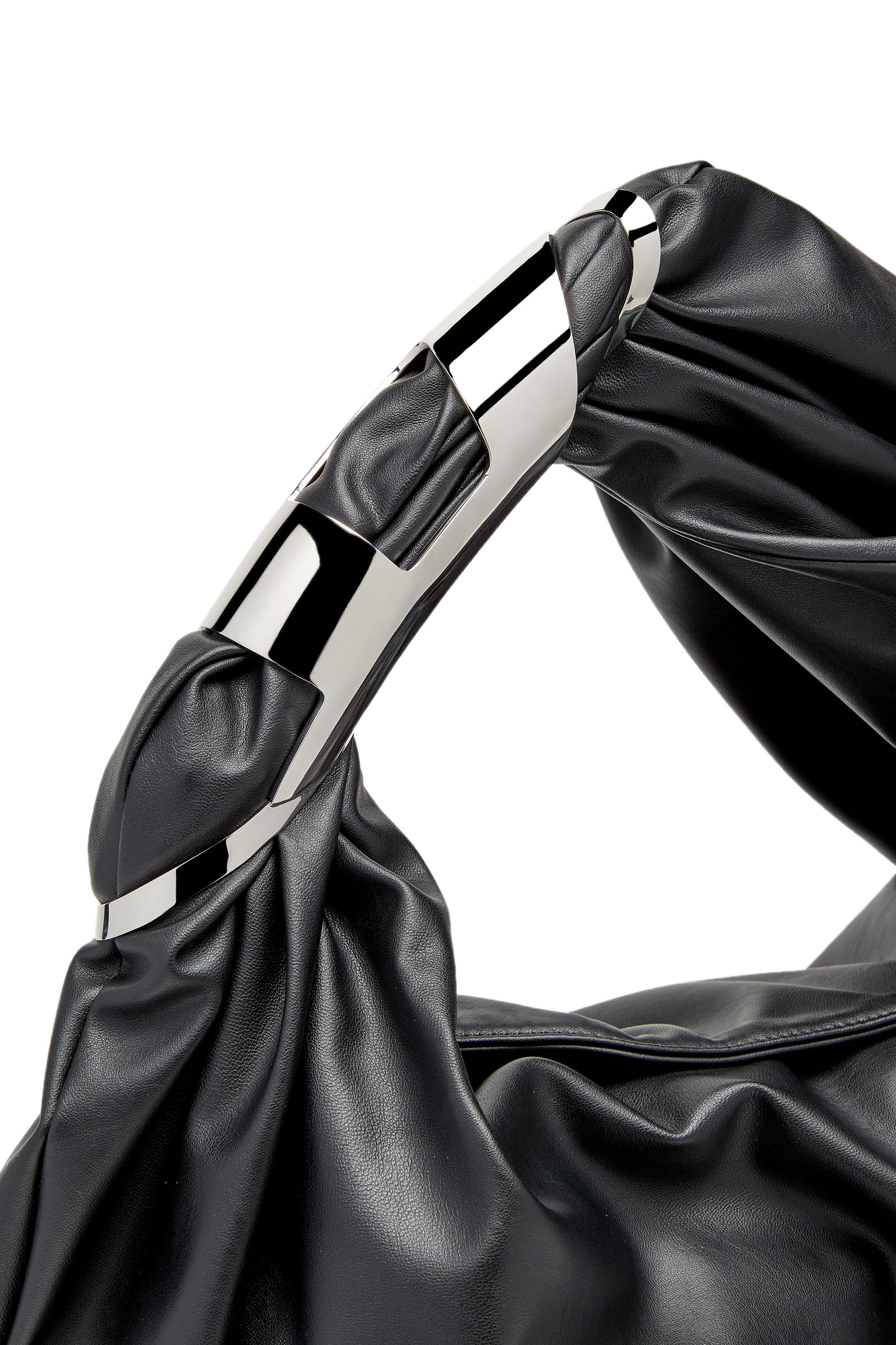 Diesel - GRAB-D HOBO M, Damen Grab-D M-Verzierte Hobo-Tasche aus elastischem PU in Schwarz - Image 5
