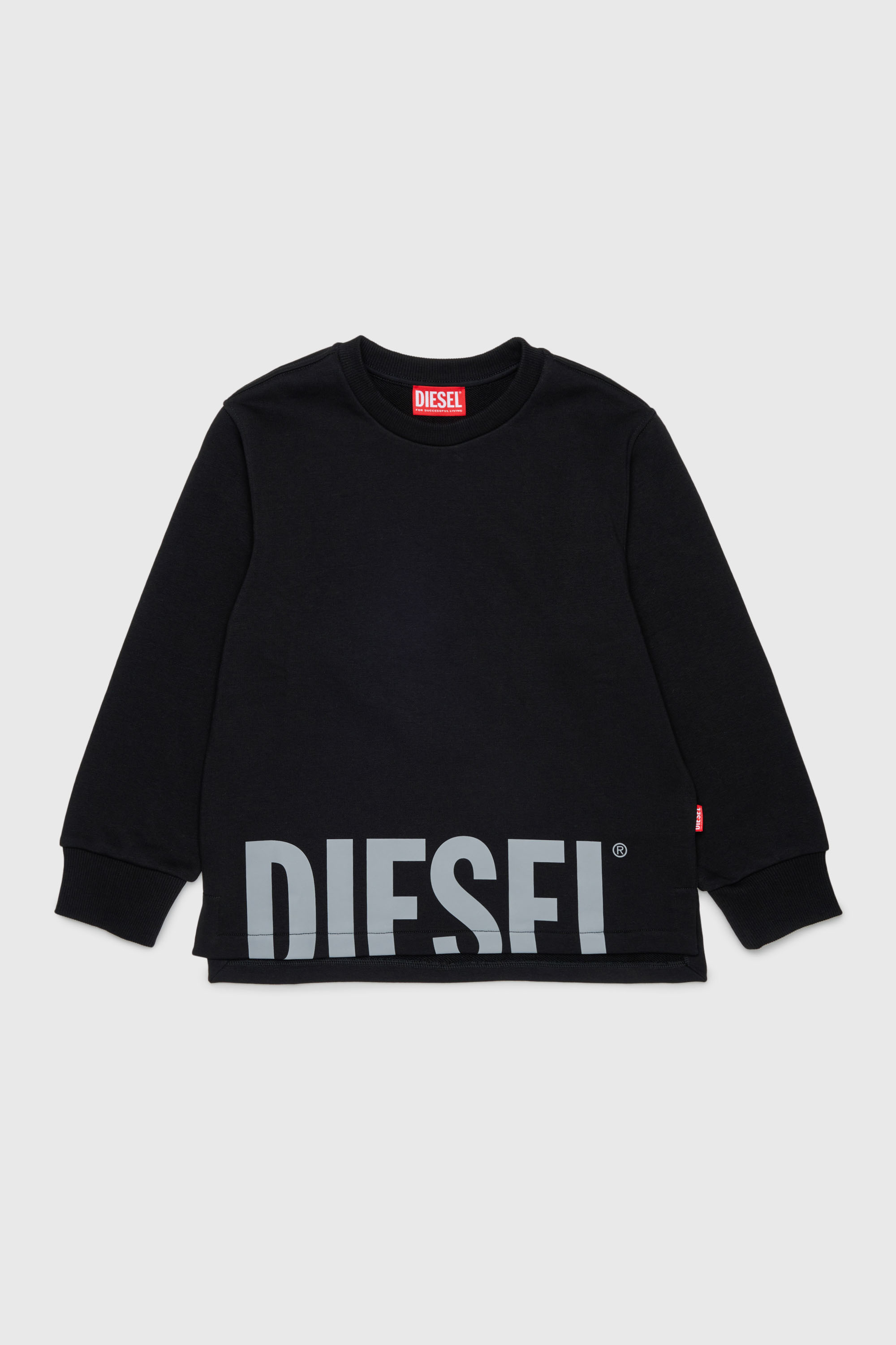 Diesel - SRES OVER, Herren Sweatshirt mit abgeschnittenem Logo-Print in Schwarz - 1