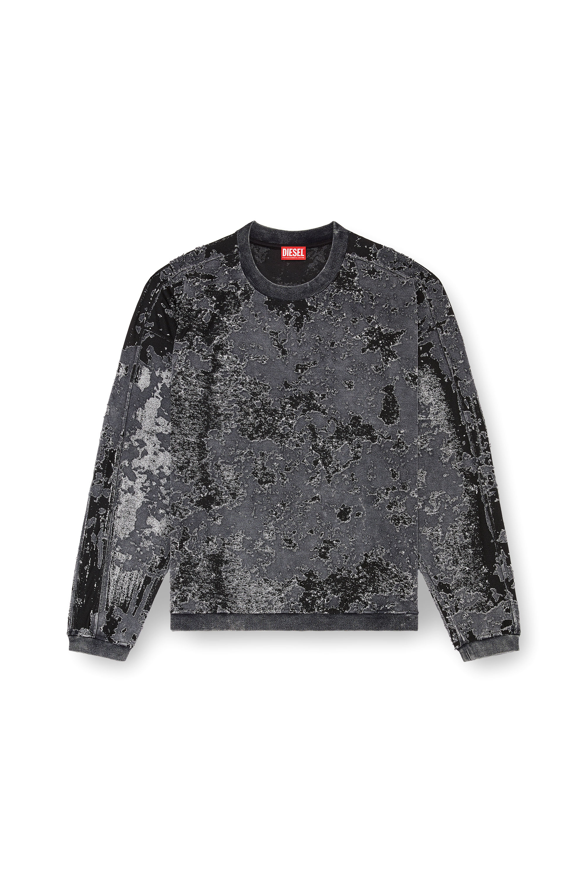 Diesel - S-ARISY, Herren Devoré-Sweatshirt mit Camouflage-Effekt in Schwarz - 3