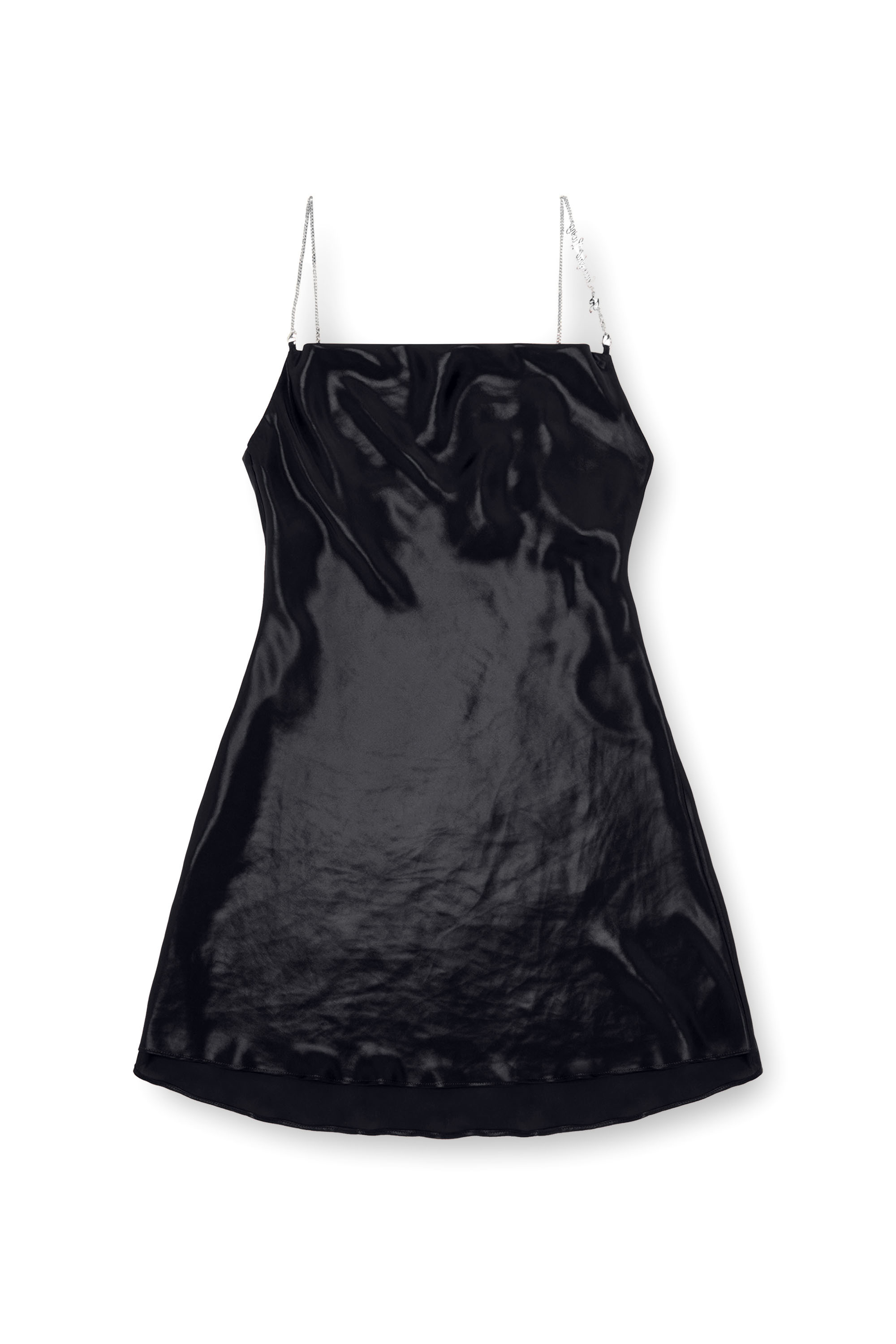 D-MINTY, Black Diesel - D-MINTY, Woman's Short metallic dress with cowl neck in Black - 2