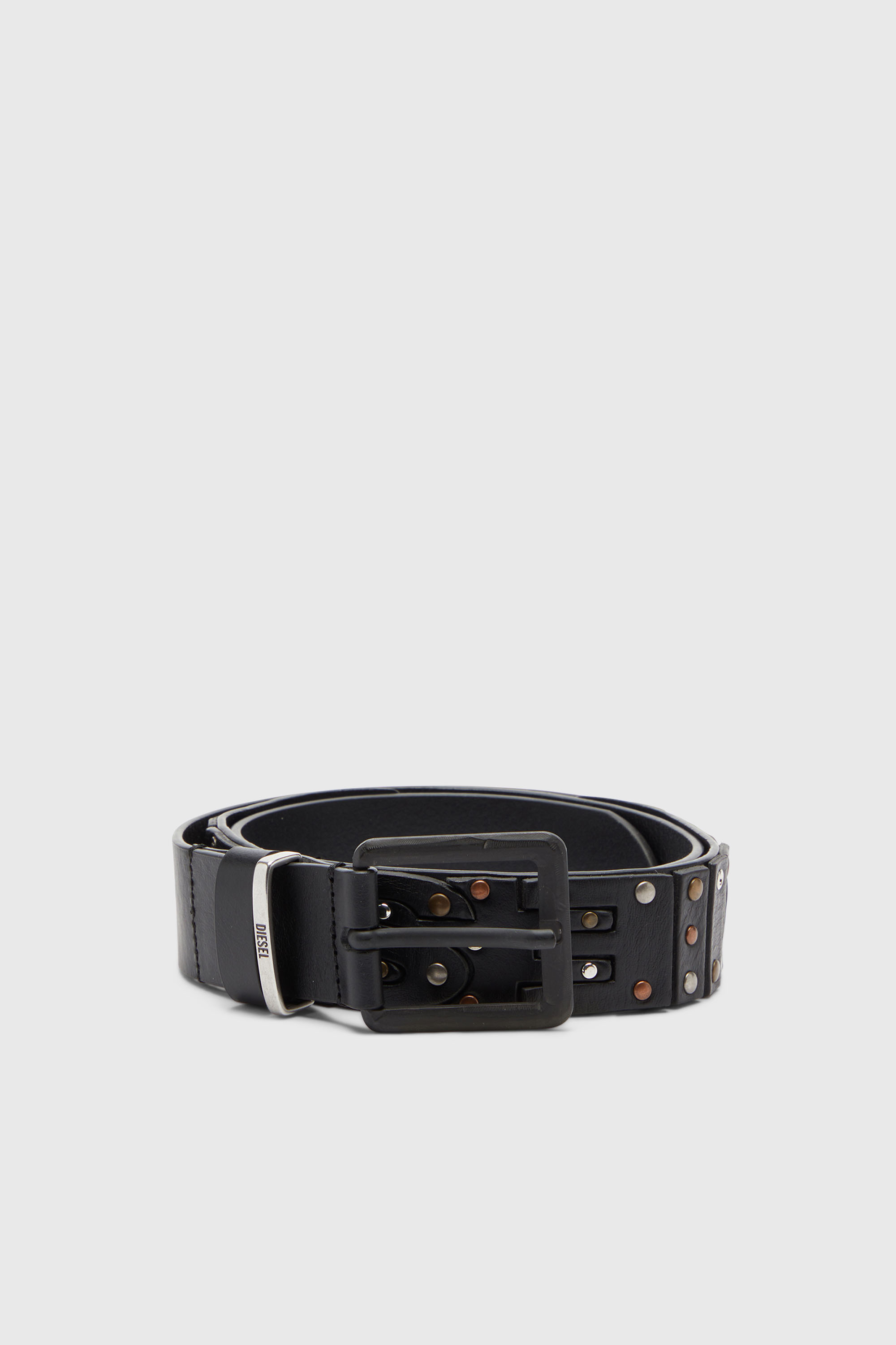 Diesel - B-DSL RIVETS, Unisex's 4cm leather belt with studs and rivets in Black - 1