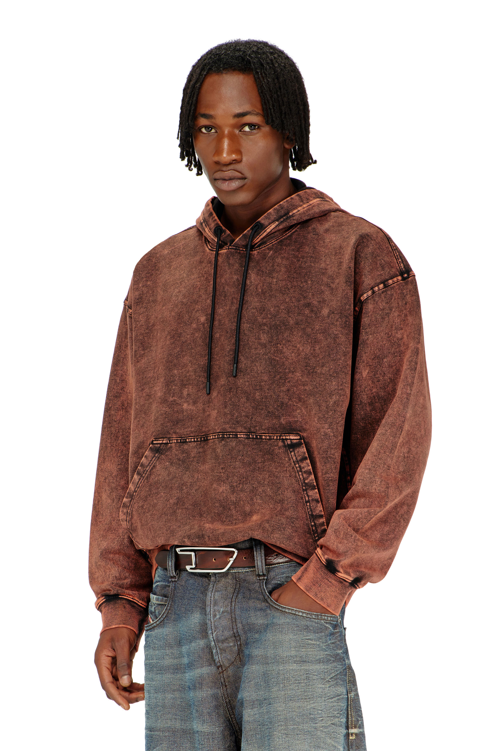 Diesel - S-BOXT-HOOD-TUK, Herren Sweatshirt mit Denim-Effekt-Behandlung in Braun - 3