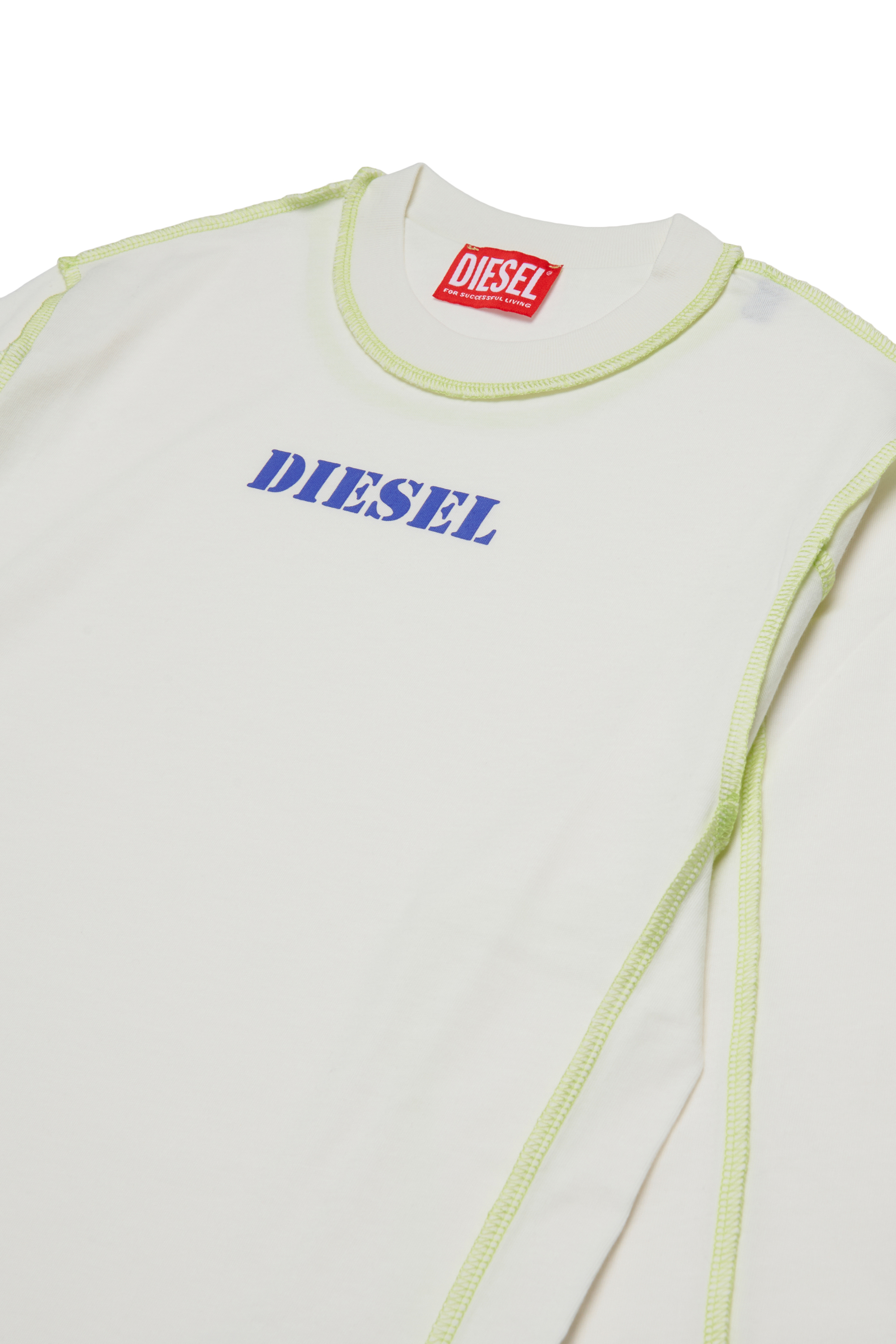 Diesel - TCRAORLS OVER, Herren Baumwoll-T-Shirts mit kontrastierenden Nähten in Weiß - 3
