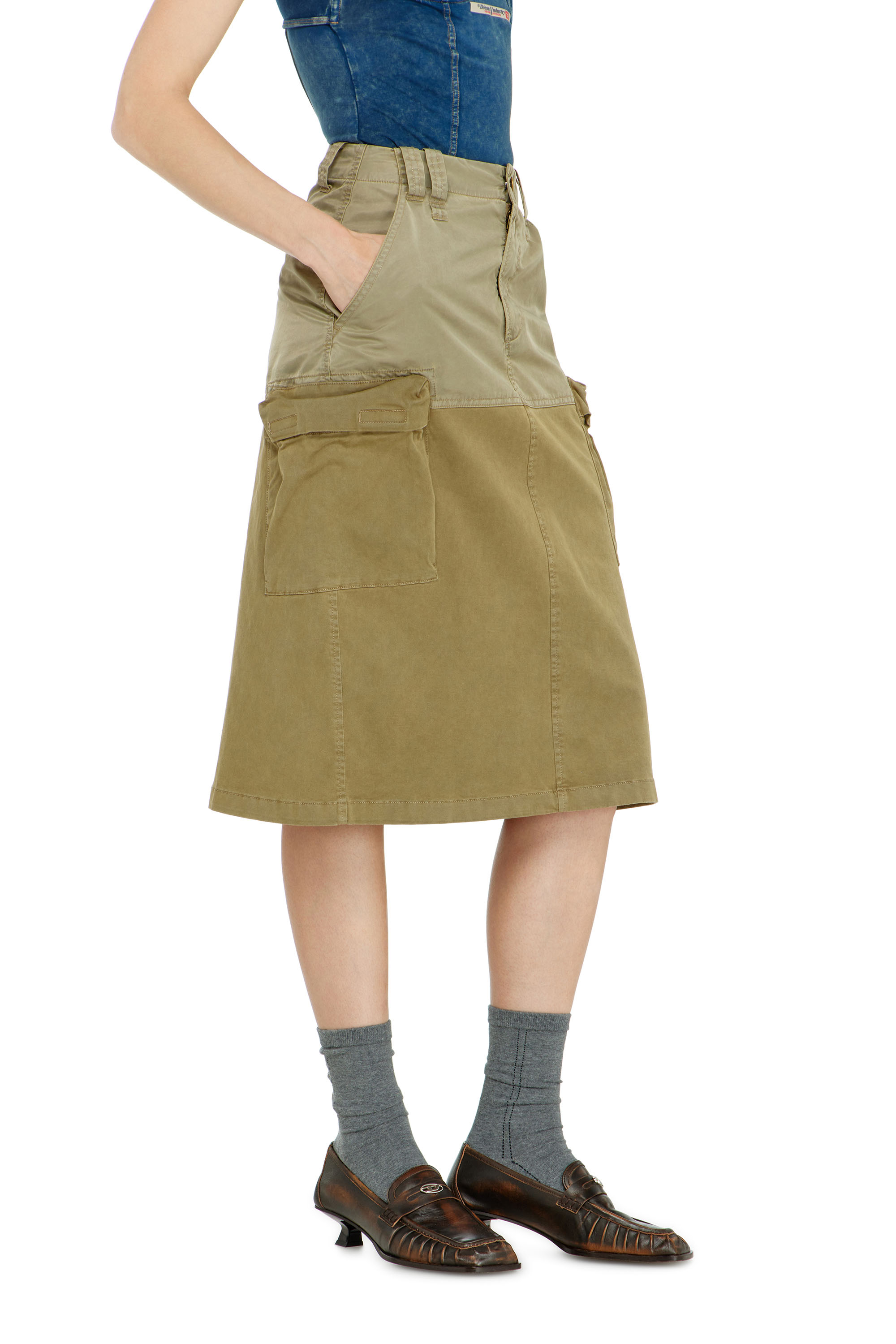 Diesel - O-DELE, Damen Cargo-Midirock aus Baumwolle und Nylon in null - 3