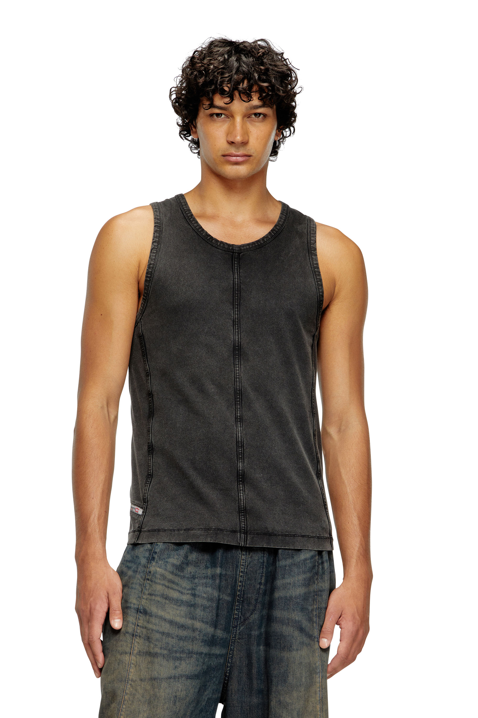 Diesel - T-MELY-SL, Herren Tanktop aus Jersey in Denim-Optik in null - 1