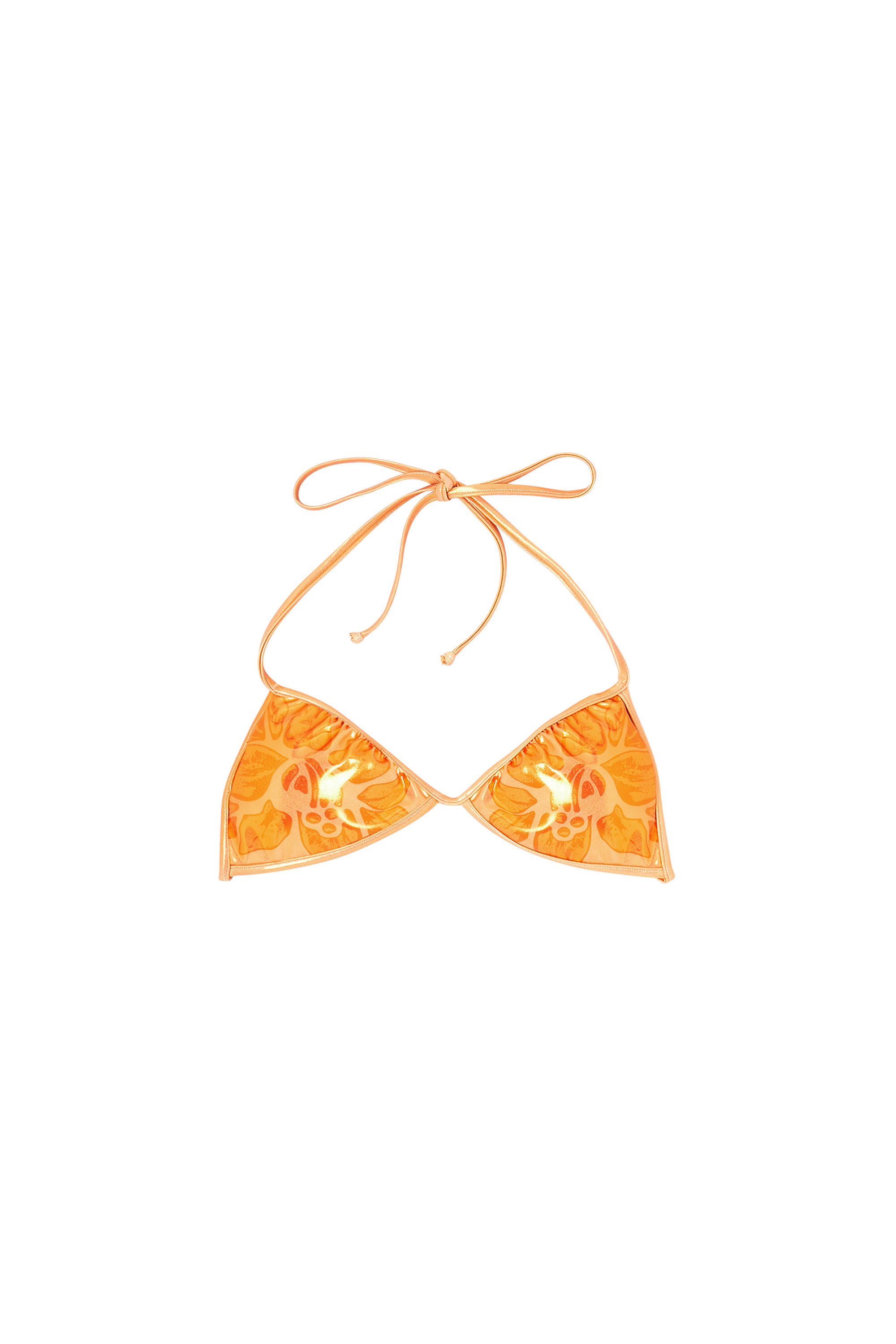 Diesel - KATE-D-CORE, Damen Metallisches Bikini-Oberteil mit Lotus-Print in Orange - 4
