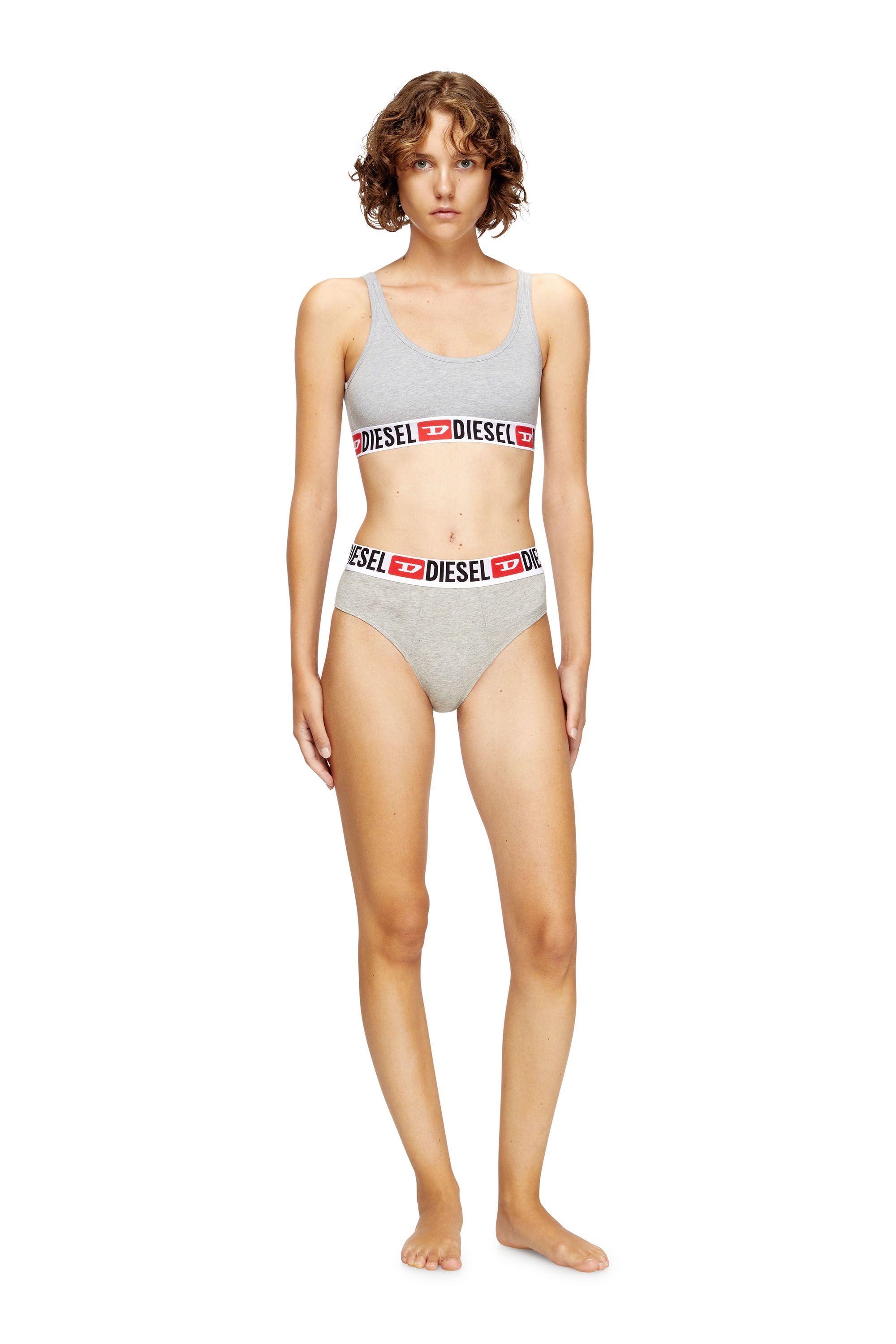 Diesel - UFSB-ORIBA, Damen Bralette mit Logoband in Grau - 1