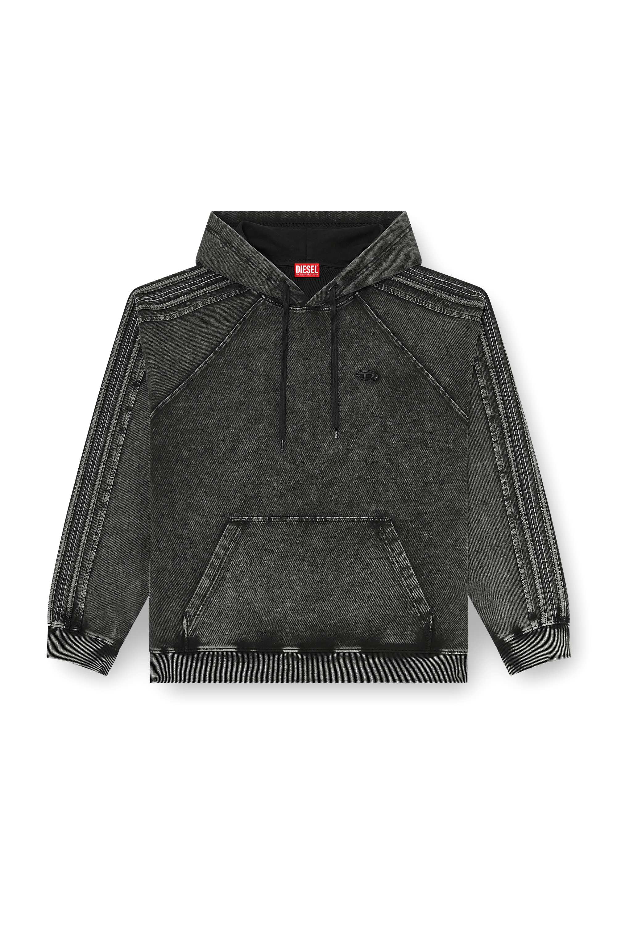 Diesel - S-ALTBOXT-HOOD, Herren Kapuzensweatshirt aus gewaschener Baumwolle mit Oval D Stickerei in Schwarz/Dunkelgrau - 2