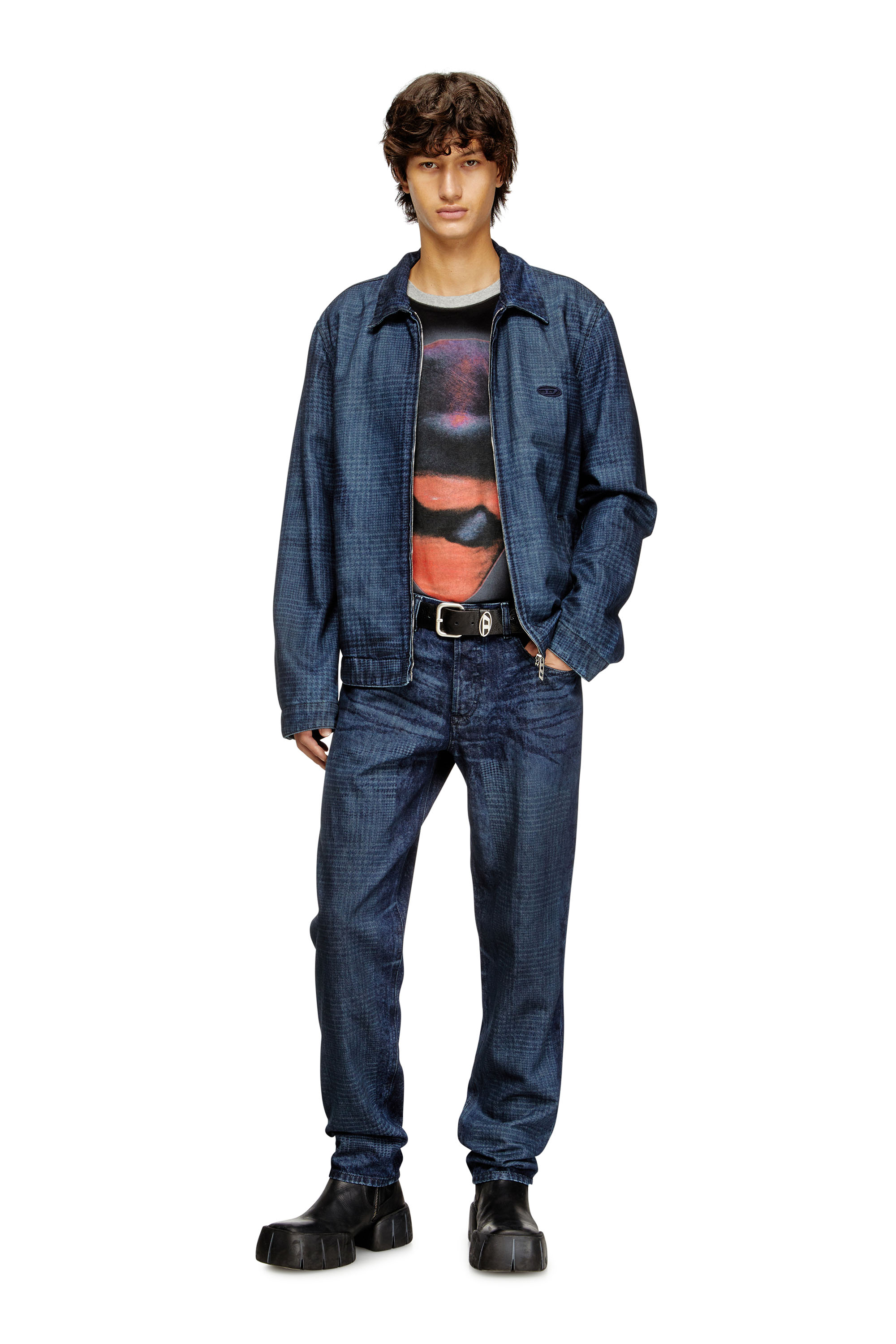 Diesel - D-ROHEEN-S, Herren Jacke aus Prince-of-Wales-Denim in Dunkelblau - 2