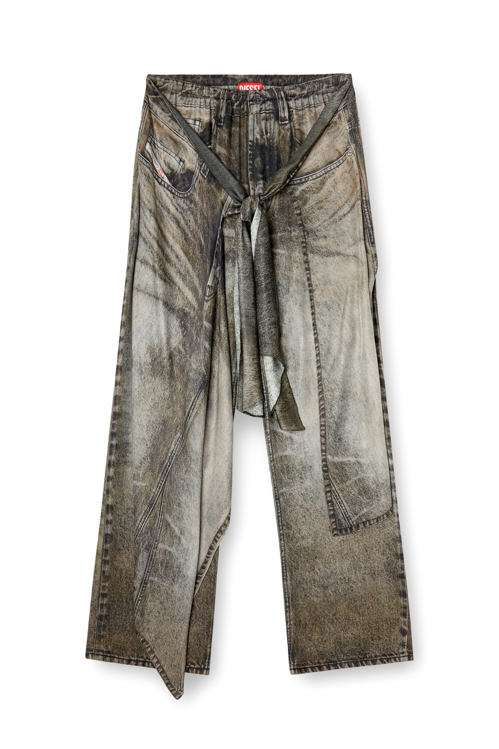 Diesel - P-ALOMA, Damen Wickel-Hose aus Viskose im Denim-Look in Grau - 2